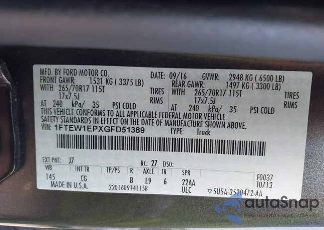 1FTEW1EPXGFD51389: 42431390