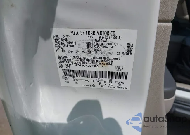 1FMCU9D71CKC70985: 42431402