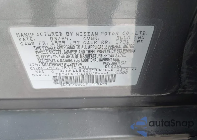 3N1CP5BV1RL539194: 42430533