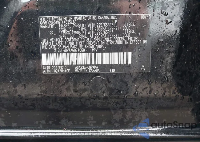 2T3BF4DV4AW074068: 42430648