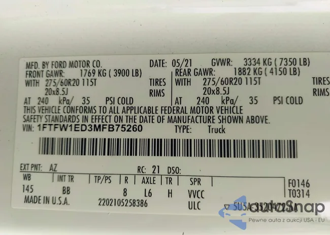 1FTFW1ED3MFB75260: 42430702