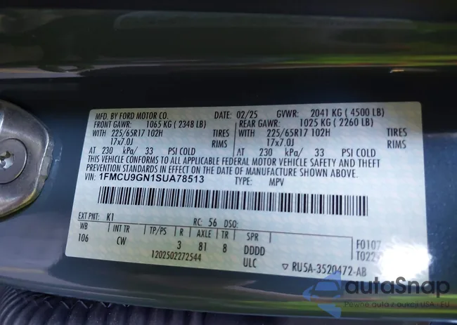 1FMCU9GN1SUA78513: 42430816