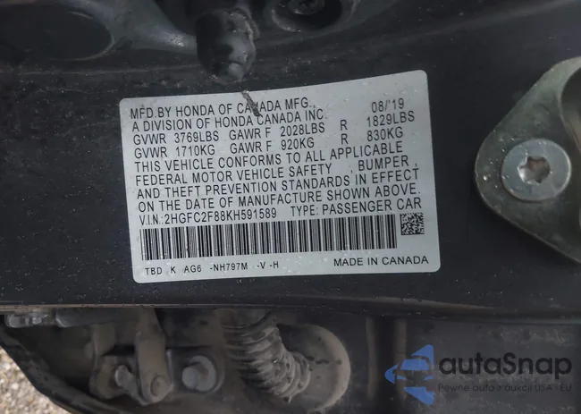 2HGFC2F88KH591589: 42430821