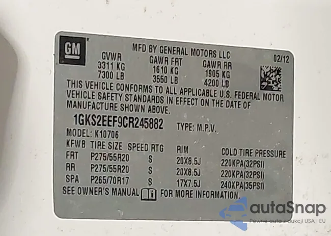 1GKS2EEF9CR245882: 42432034