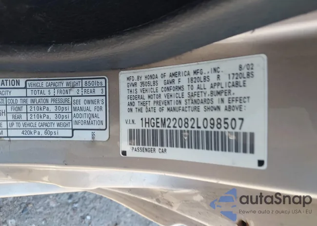 1HGEM22082L098507: 42432075