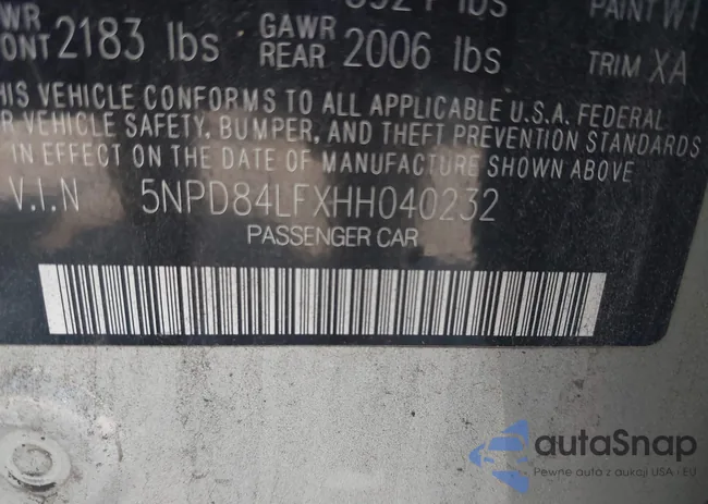 5NPD84LFXHH040232: 42432269