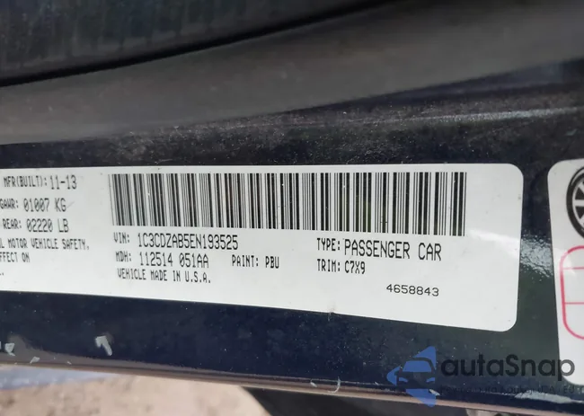 1C3CDZAB5EN193525: 42432357