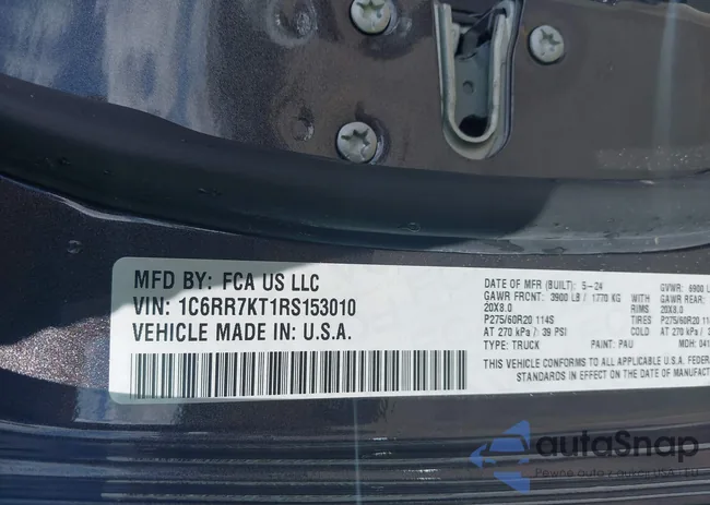 1C6RR7KT1RS153010: 42432424