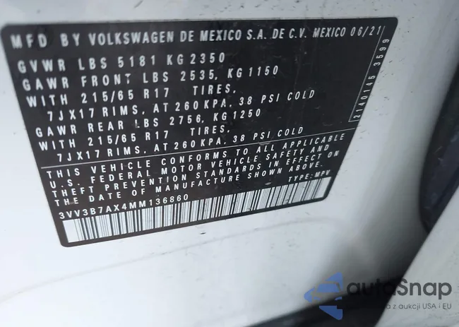 3VV3B7AX4MM136860: 42431435