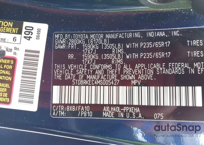 5TDBRKEC4MS005427: 42431537