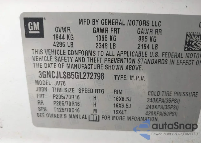 3GNCJLSB5GL272798: 42431659