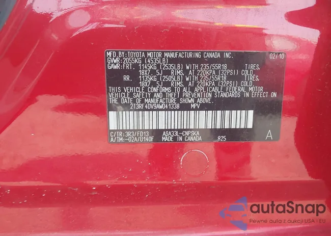 2T3RF4DV9AW041338: 42432894