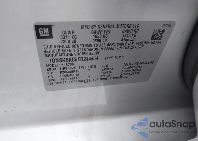 1GNSKBKC5FR244454: 42432984