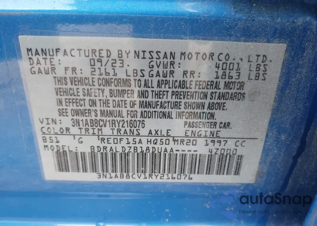 3N1AB8CV1RY216076: 42433020