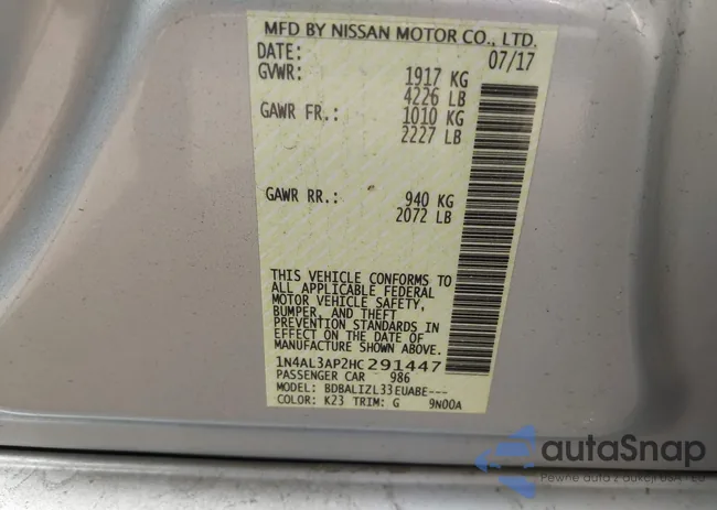 1N4AL3AP2HC291447: 42433144