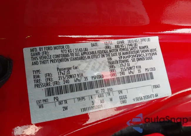 1FAHP3M29CL315268: 42433189