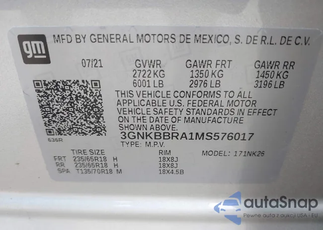 3GNKBBRA1MS576017: 42433238