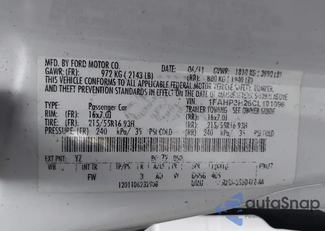 1FAHP3H26CL191096: 42432433