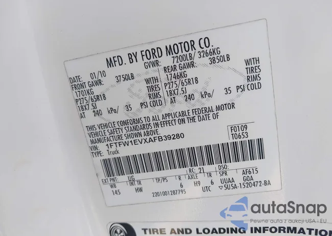 1FTFW1EVXAFB39280: 42432570