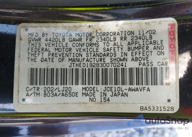 JTHED192830070241: 42432604