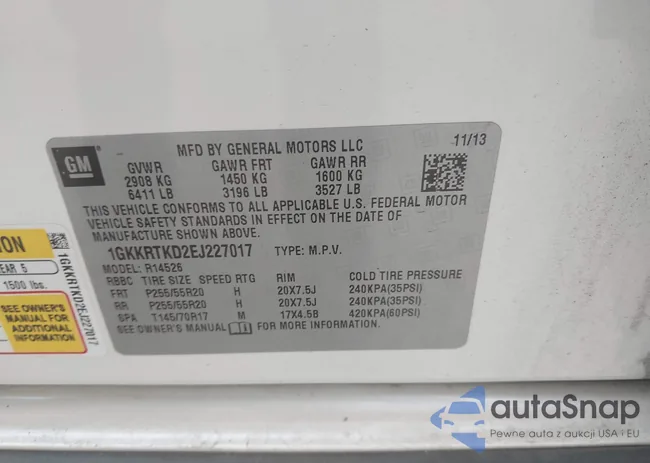 1GKKRTKD2EJ227017: 42434080