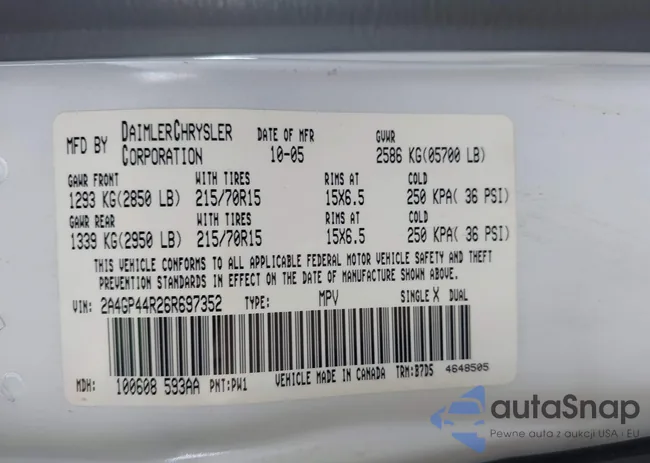 2A4GP44R26R697352: 42434082