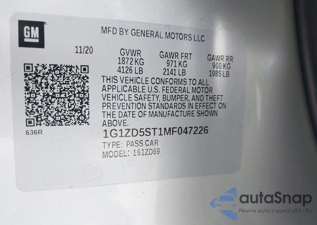 1G1ZD5ST1MF047226: 42434105