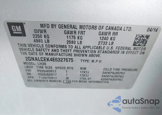 2GNALCEK4E6327675: 42434112