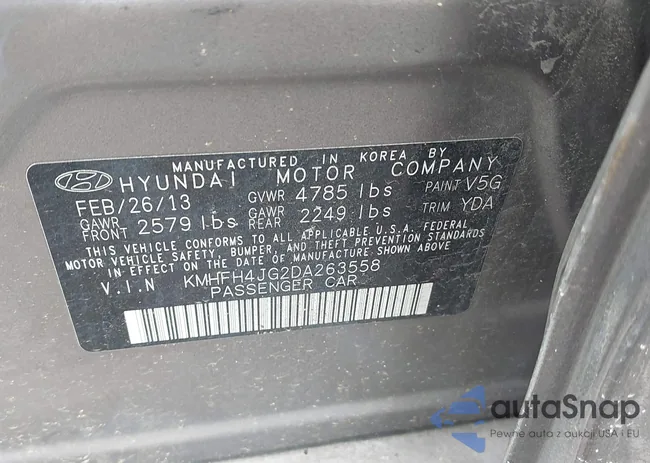 KMHFH4JG2DA263558: 42434288