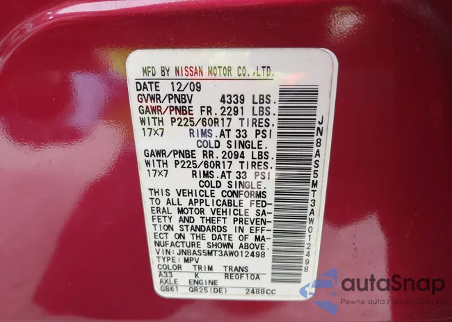 JN8AS5MT3AW012498: 42434315