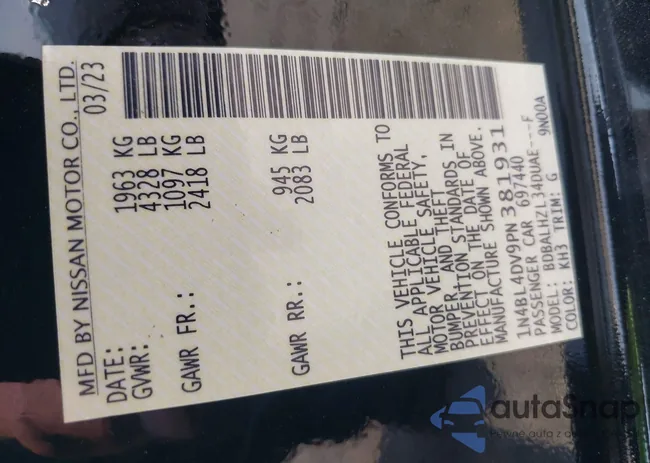 1N4BL4DV9PN381931: 42434319