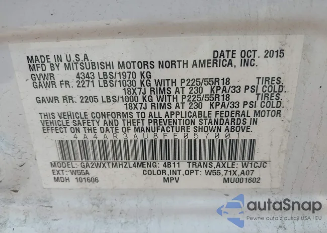 4A4AR3AU8FE057001: 42433647