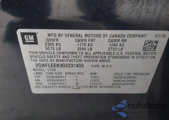 2GNFLEEK9G6231433: 42433685