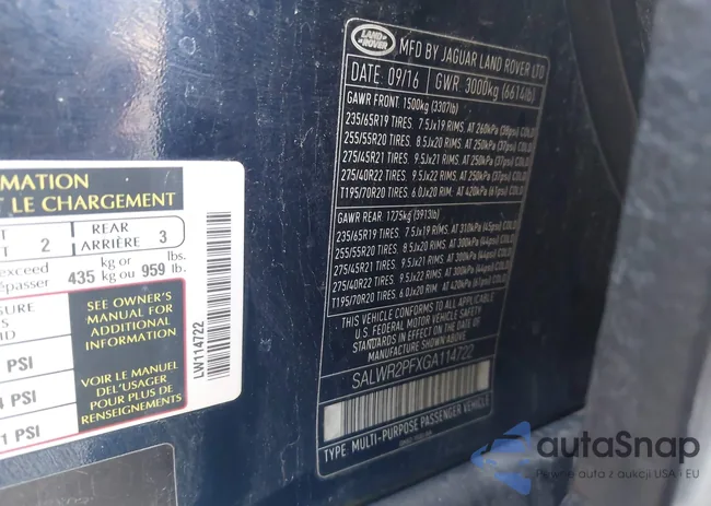 SALWR2PFXGA114722: 42434812