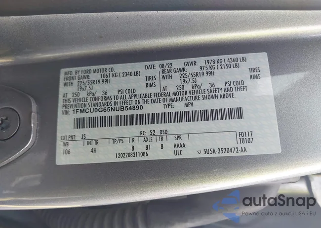 1FMCU0G65NUB54890: 42434980