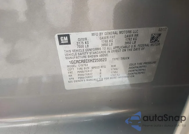 1GCRCREC6HZ258620: 42435021