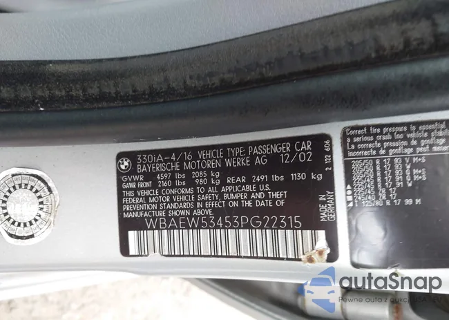 WBAEW53453PG22315: 42435069