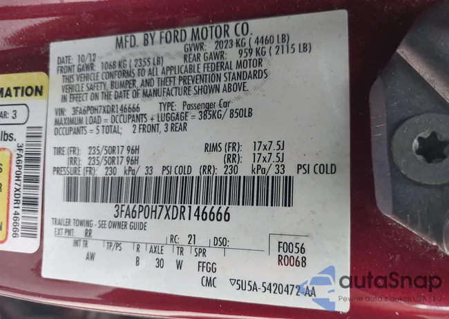 3FA6P0H7XDR146666: 42435111