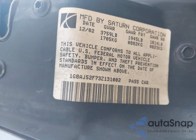 1G8AJ52F73Z131002: 42435160