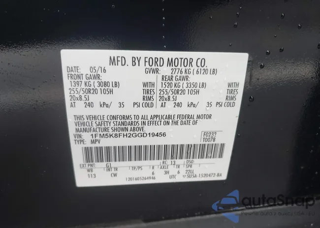 1FM5K8FH2GGD19456: 42435234