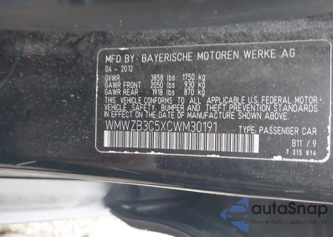 WMWZB3C5XCWM30191: 42435291