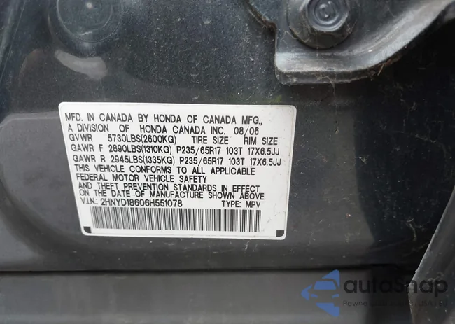 2HNYD18606H551078: 42435300