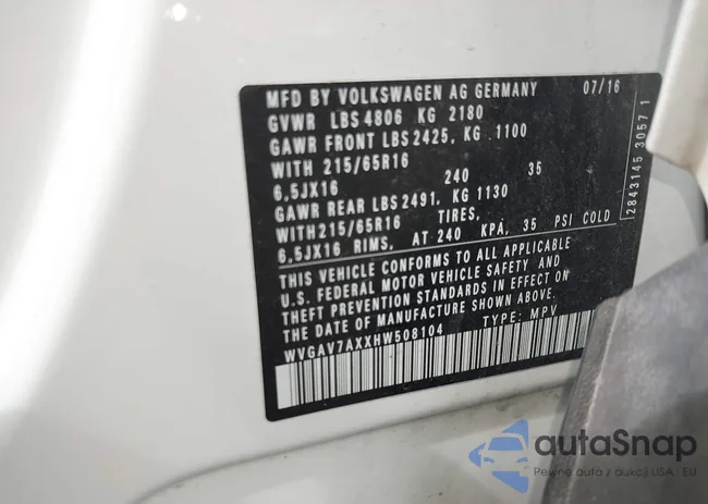 WVGAV7AXXHW508104: 42434407