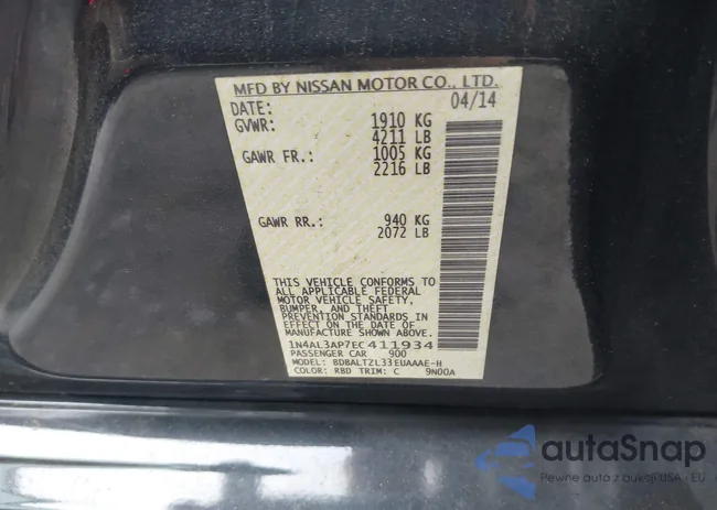 1N4AL3AP7EC411934: 42434492