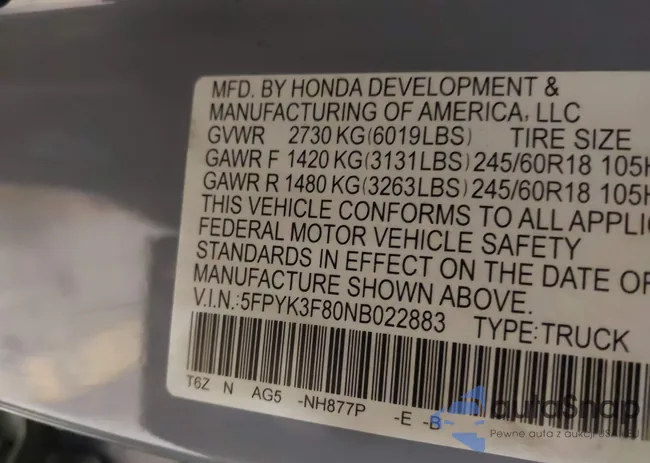 5FPYK3F80NB022883: 42434543