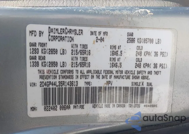 2D4GP44L35R143613: 42434548