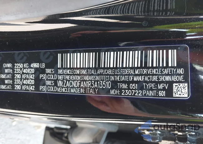 ZACNDFAN1R3A13510: 42434612