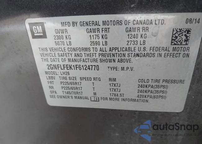 2GNFLFEK1F6124770: 42434661