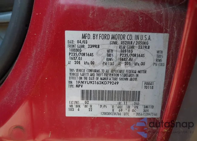 1FMYU93163KD79249: 42434691