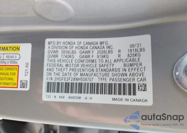 2HGFE2F2XNH508707: 42434696